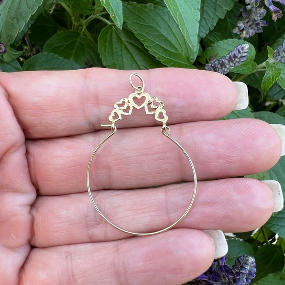 Vintage 14K Gold 1984 Hearts Charm Holder Pendant - Picture 7 of 16